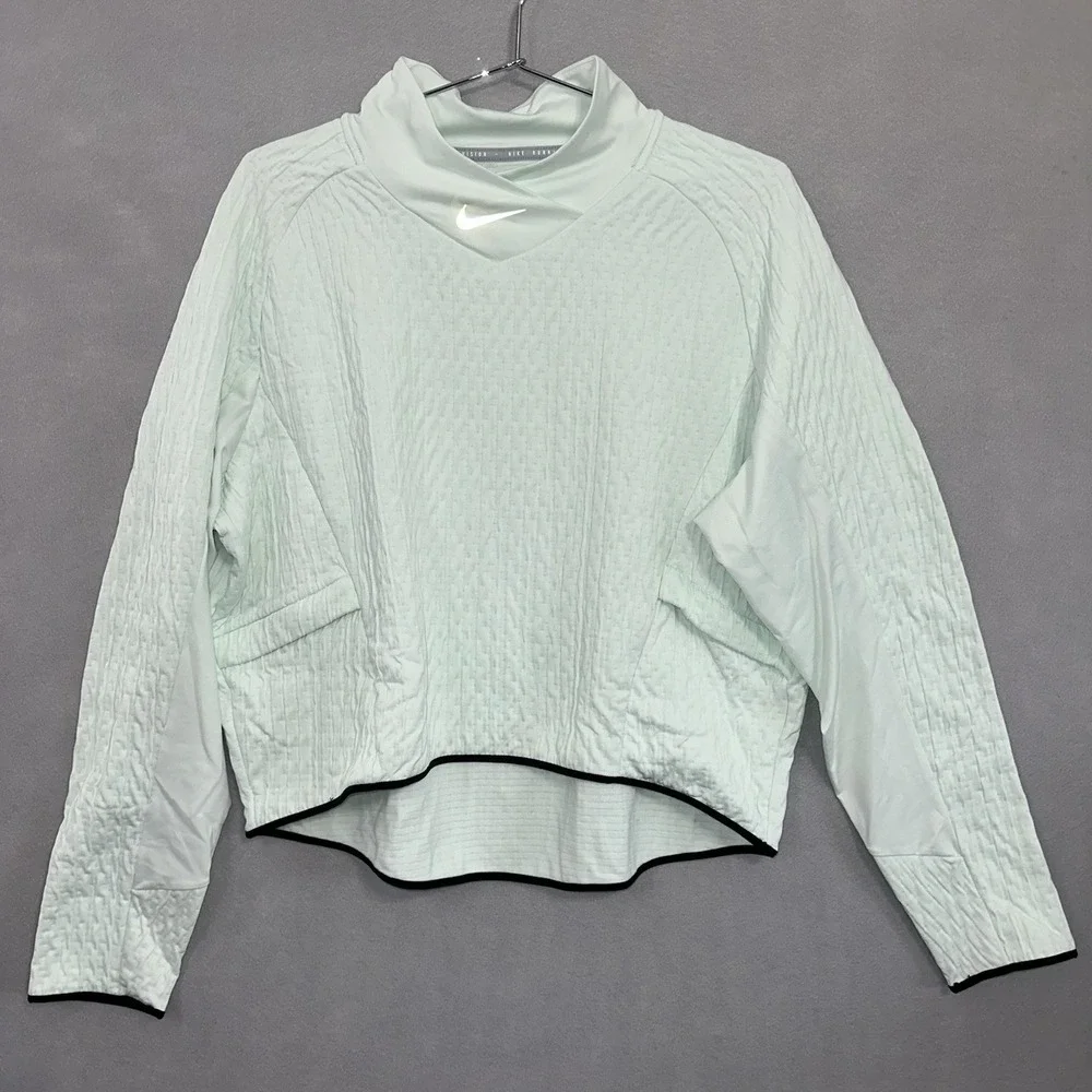 Nike Womens Therma-FIT Run Division Pullover Mock Neck Mid-layer Size Large Mint